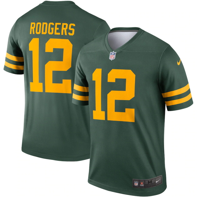 mens nike aaron rodgers green green bay packers alternate legend player jersey
